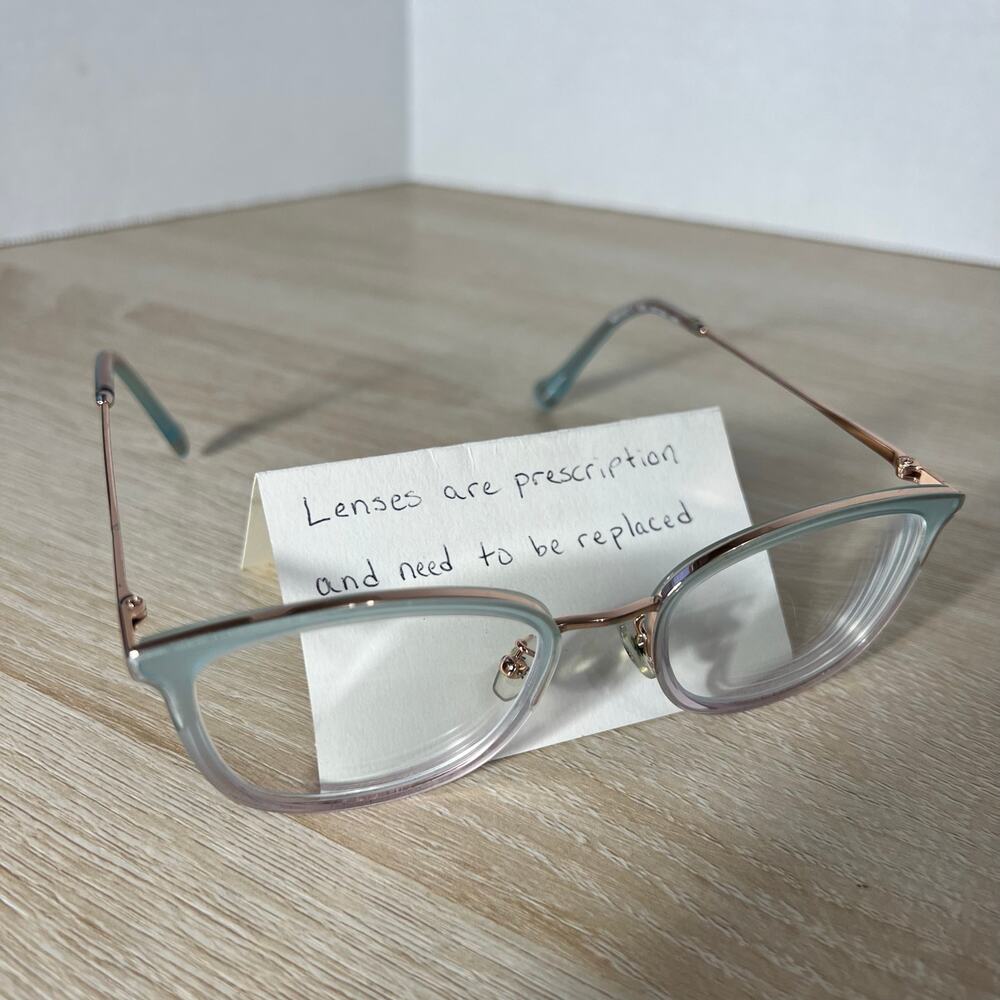 ANNA SUI AS5107-1 685 Eyeglasses Frames Light Blue Silver Cat Eye 51-20-140